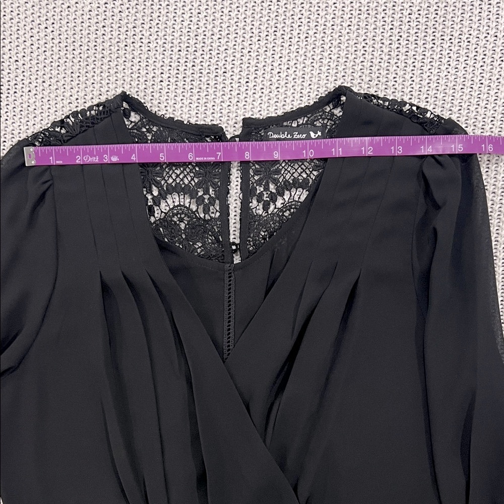 Double Zero Elegant Black Wrap Blouse - image 8